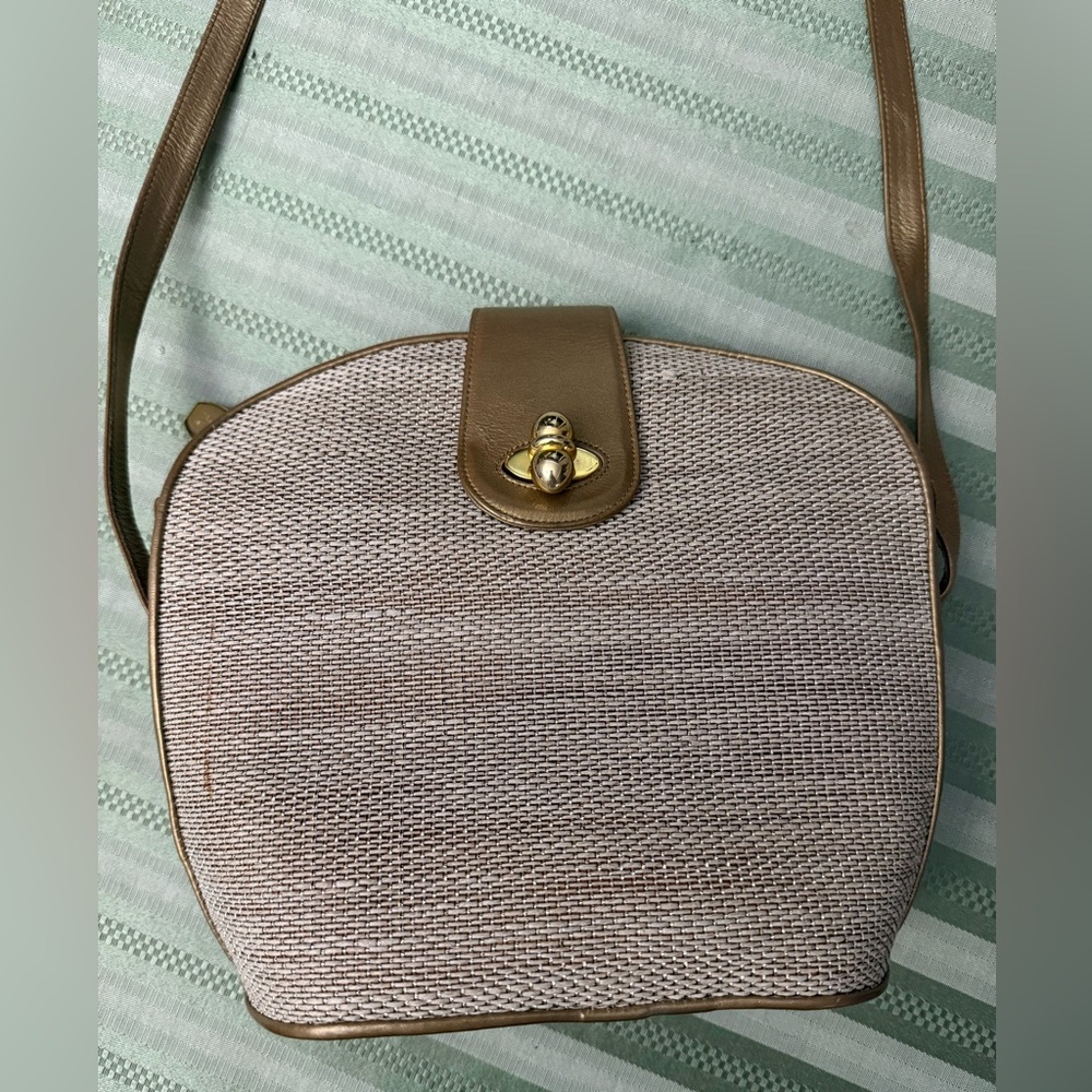 Stuart Weitzman Tan and Cream Crossbody Bag